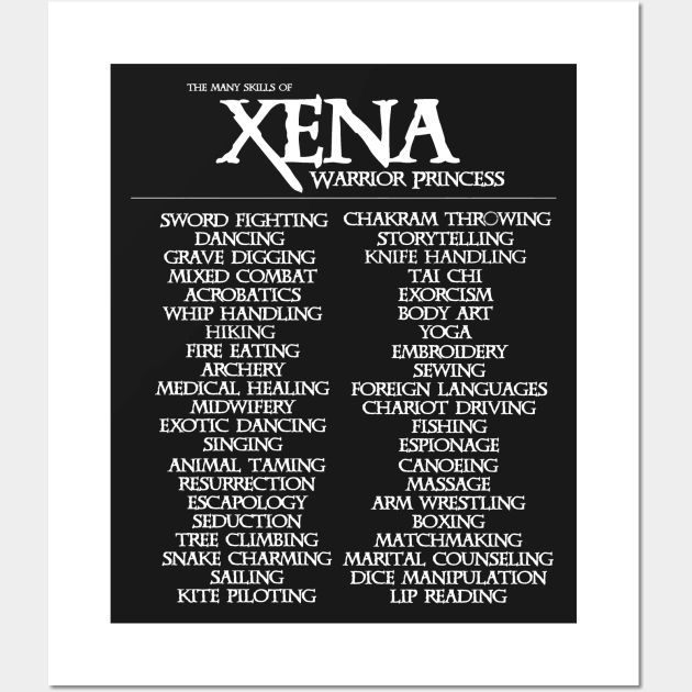 The Many Skills of Xena Wall Art by Kayllisti